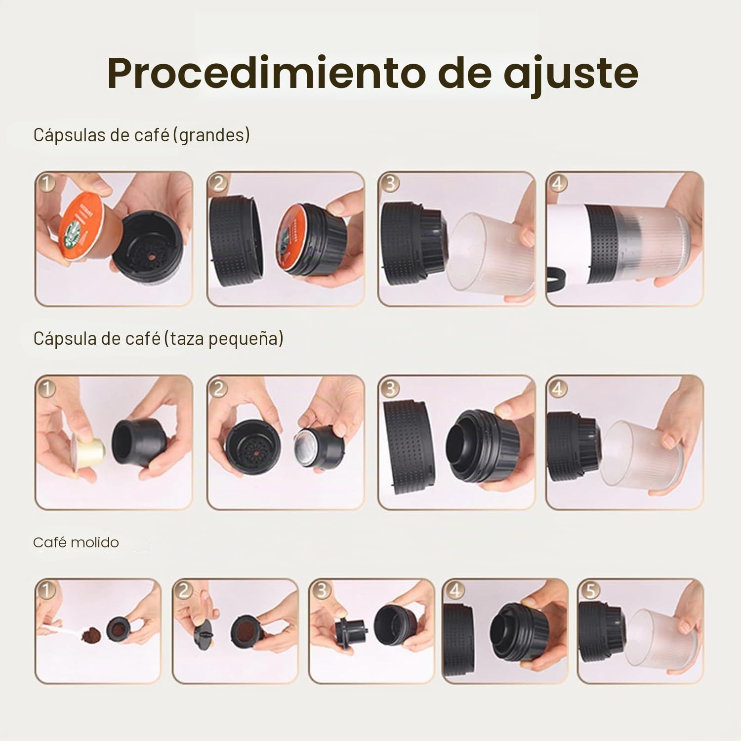 Cafetera Portátil Cápsula de Espresso 3 en 1, Cafetera de Viaje para Camping con cápsulas y café molido, 15 bar y frío y calefacción para coche, casa, viaje