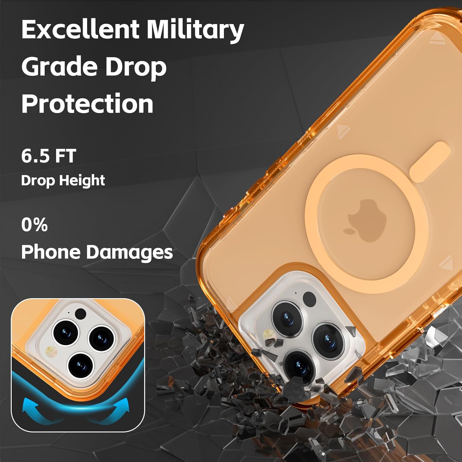 Follaroma for iPhone 15 Pro Max Case, Compatible with MagSafe, Triple Layer Transparent Magnetic Phone Cases, Heavy Duty Shockproof and Anti-Drop Protective Cover for iPhone 15 ProMax, 6.7'', Orange 5 71utH0BSfWL. AC SL1500