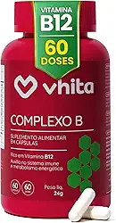 Vhita Complexo B, Suplemento Alimentar com Vitaminas B1, B2, B3, B5, B6, B7, B9 e B12, Rico em Vitamina B12, Manganês, 60 Cápsulas