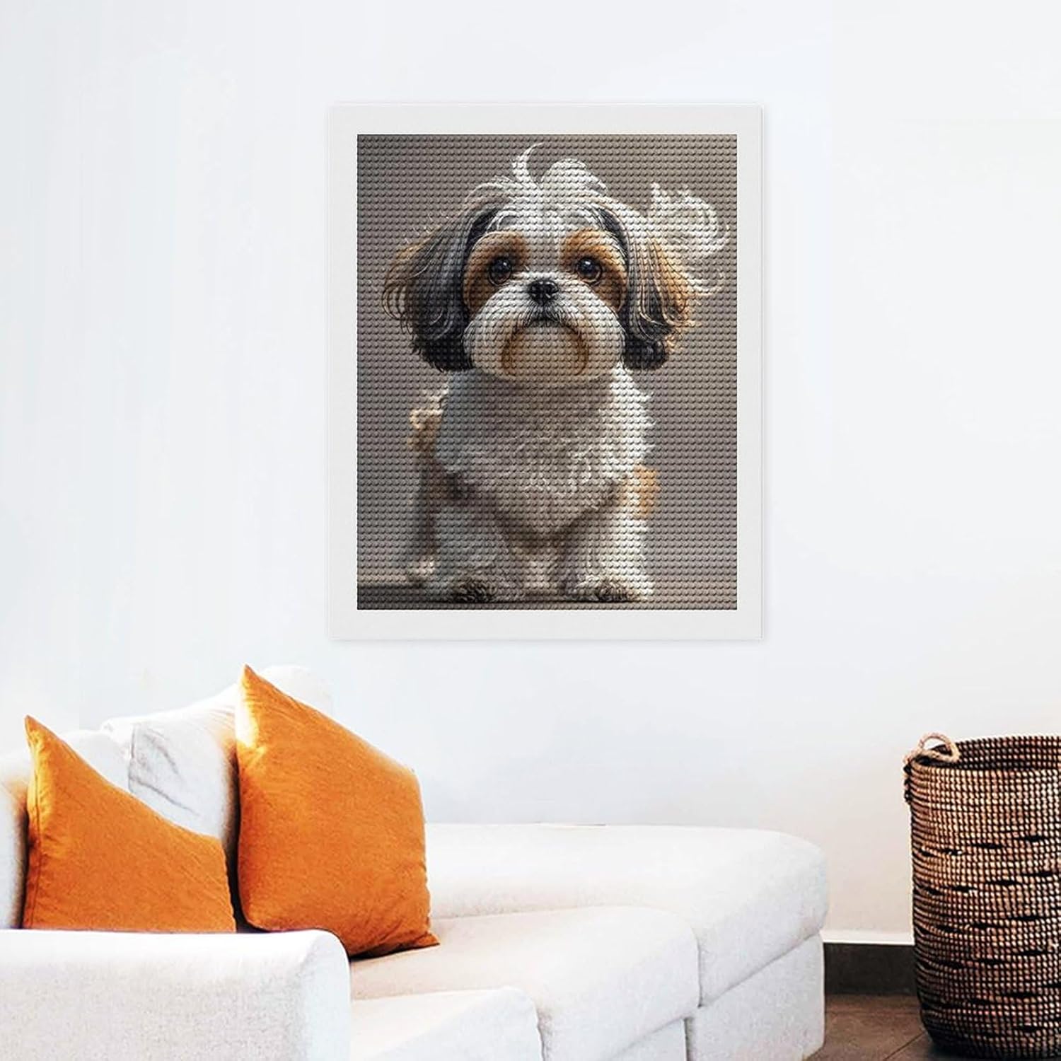 Shih Tzu Dog Diamond Art Painting Kits 16"x20" for Adults Full Drill Gem Art Painting Kit Round Full Drill Diamond Dots Paintings Picture DIY Diamond Painting for Home