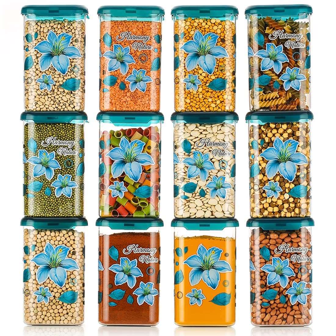 Contenedor de almacenamiento de cocina de forma cuadrada irrompible, contenedor de almacenamiento de alimentos, dispensador de cereales, contenedor de aperitivos, recipiente de plástico juego