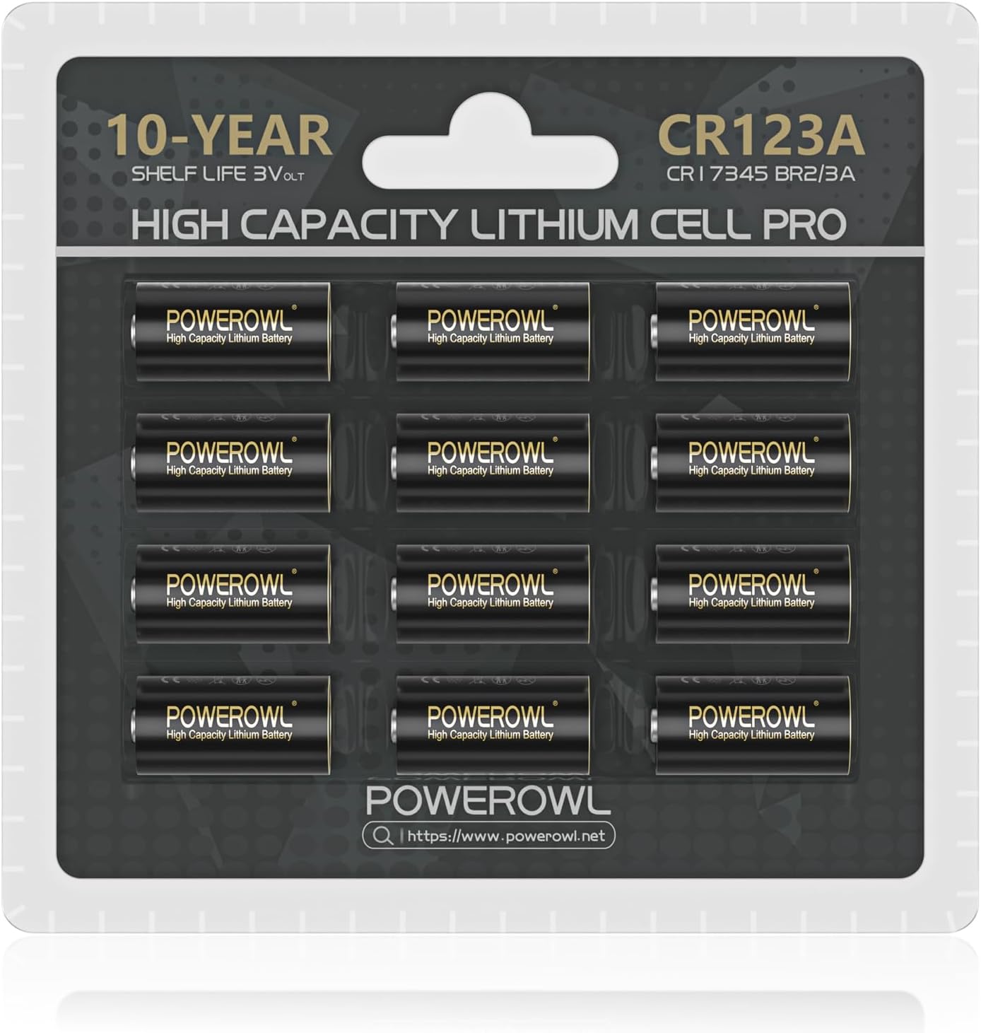 CR123A 3V Lithium Battery 12 Count, High Capacity 123A 123 C123 Batteries, Long-Lasting Power