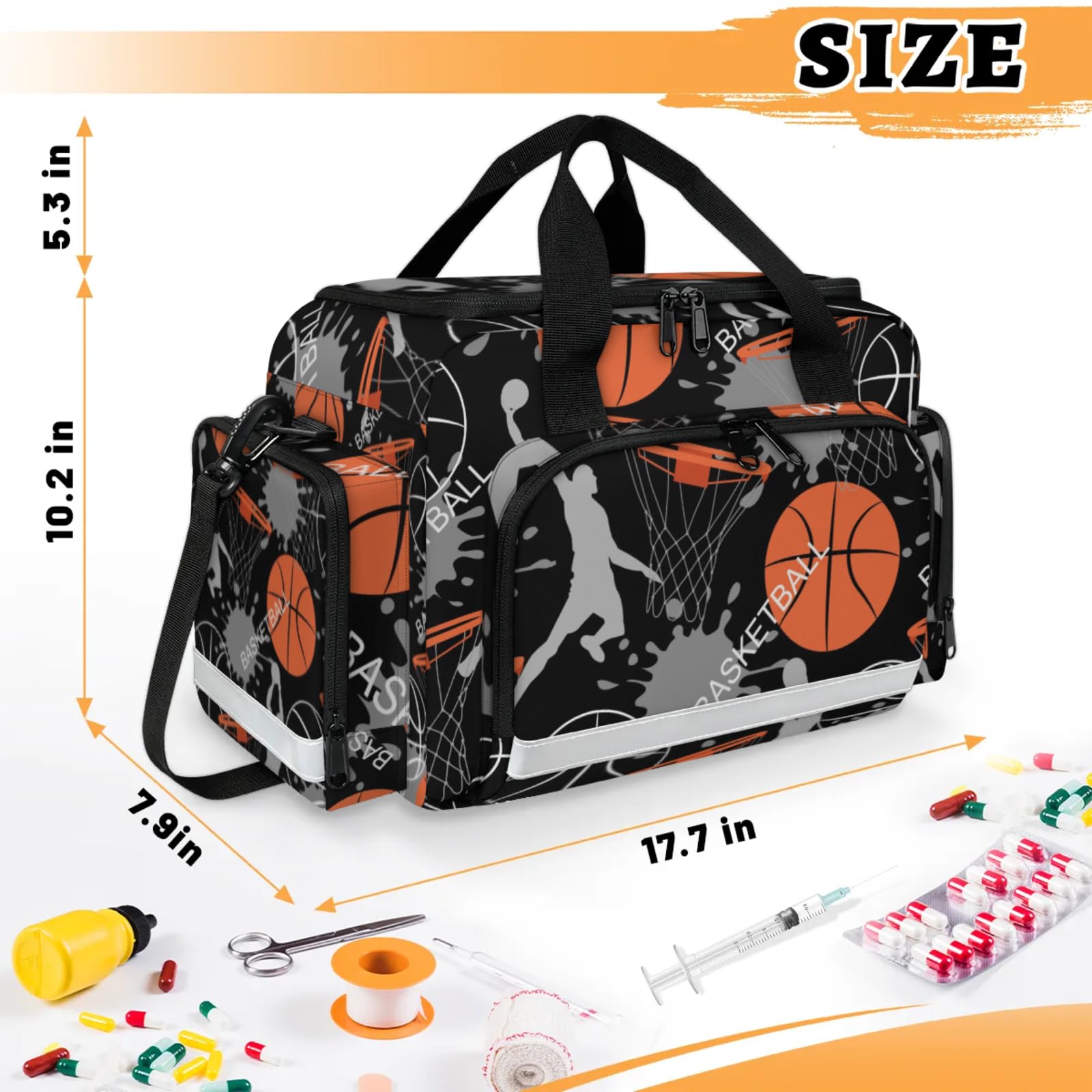 GzLeyigou First Aid Bags Empty, Basketballs Emergency Bag First Aid Kit Multiple Compartment Kit Carrier On Call Trauma Bag For Paramedics Emergency Medical Supplies Kit