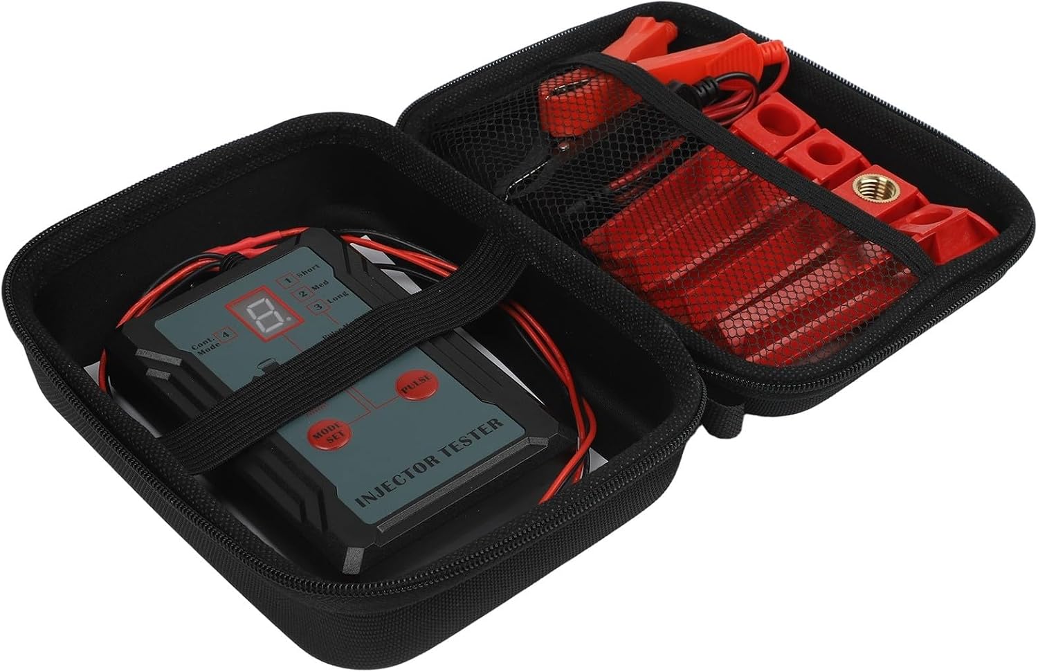 Fuel Injector Tester And Cleaner Tool With Dual Channel Operation, 8 Pulse Modes For Precise Automotive Diagnostics, Includes 4 Size Adapters Compatible With Various Fuel Injector Types
