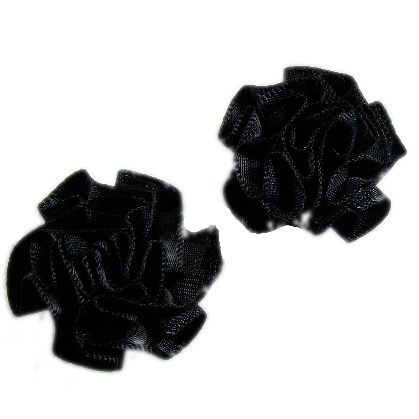 Push The Button Black Satin Ribbon Rosettes Flowers Roses 3Cm Wide (, 2)