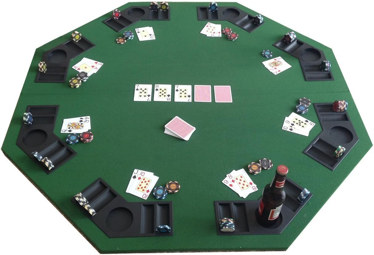 Deluxe 8-player Position Foldable Poker Tabletop Blackjack Card Game Table Top Bulid-in Cup Holders w/Carrying Bag