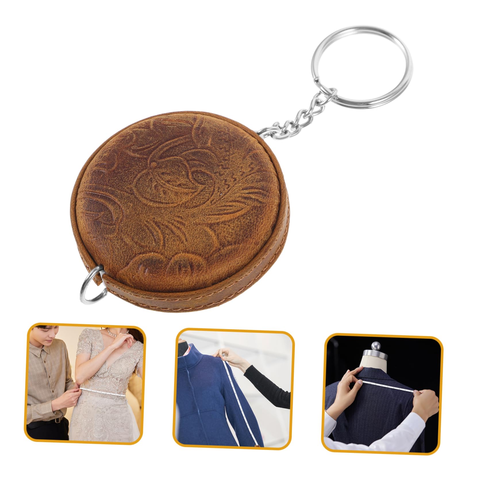 Angoily 4 Pièces Mini Mètre Ruban En Cuir De Vache Découd-vite Lester Balance Intelligente Mince Ruban à Mesurer Petit Balances Postales Outil Portefeuille Mesureur Le Hommes Peau De Vache