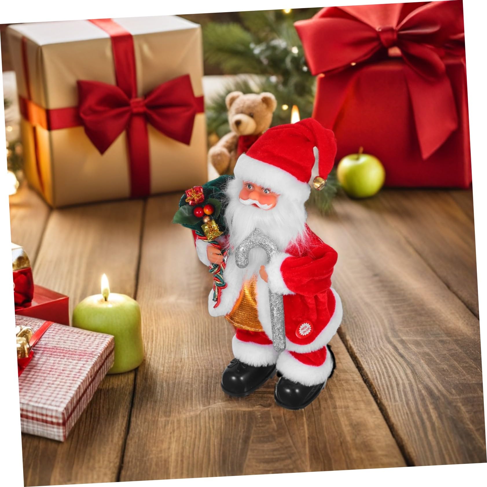 Mikinona Juguete De Papá Noel Eléctrico Adorable Adorno Navideño para Fiestas Juguete con Música para Decoración Familiar