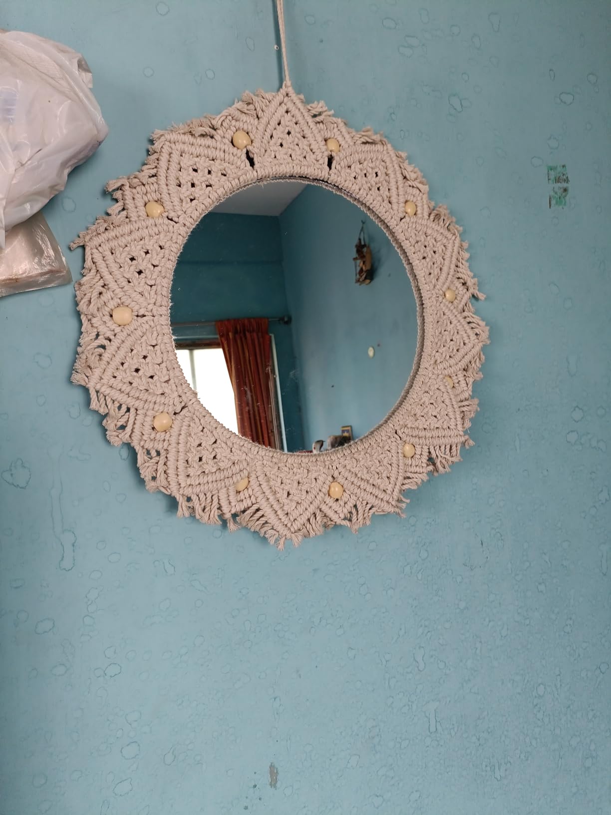 Buy ARSHLAZA Macrame Hanging Wall Mirror with Macrame Round Mirror Art