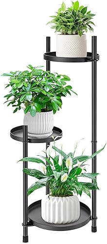 Soporte de metal de 3 niveles para plantas de interior y exterior, estante de flores de esquina resistente para sala de estar, balcón, patio,