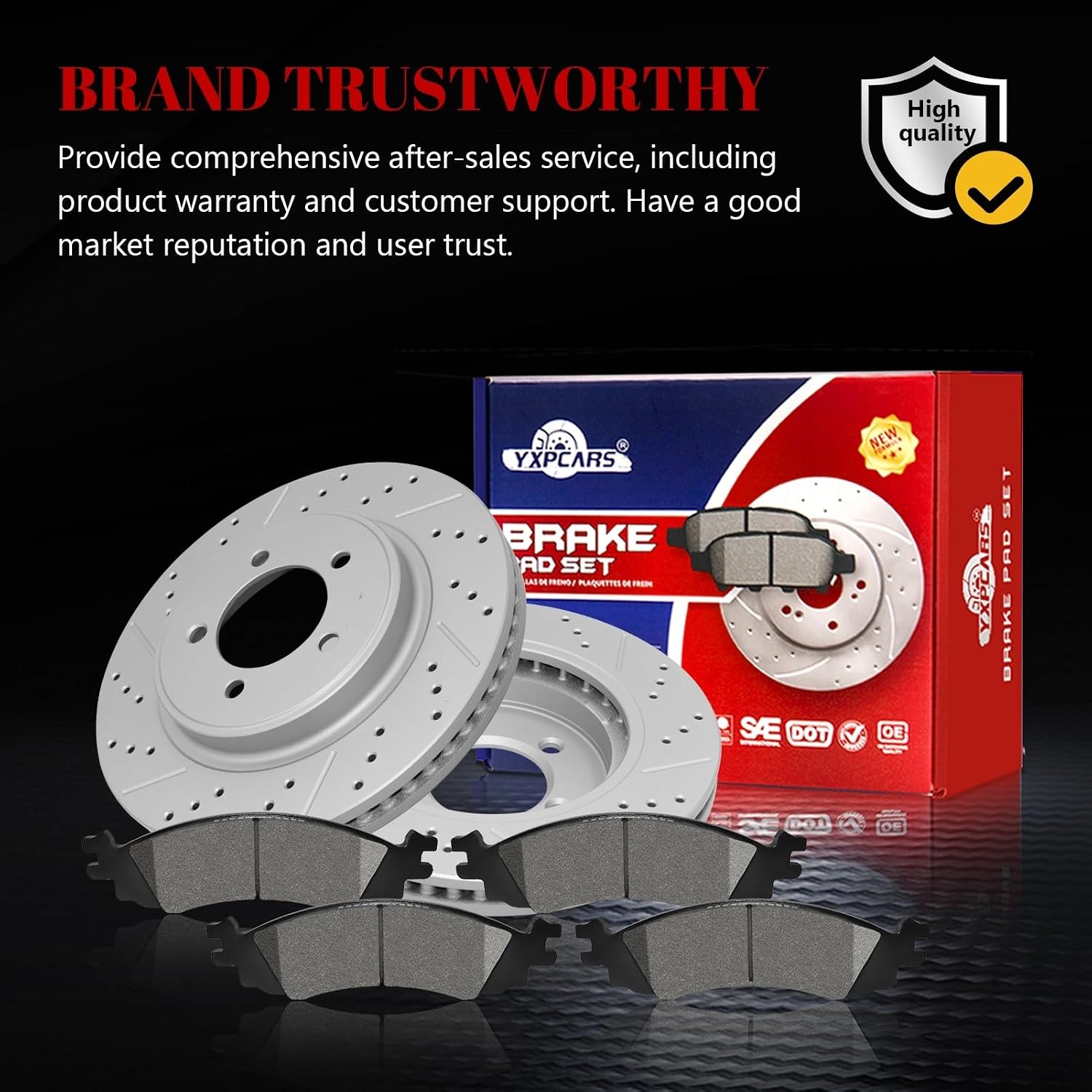 Front & Rear Drilled Slotted Rotors and Ceramic Disc Brake Pads Kit for Ford Explorer 2006-2010/ Explorer Sport Trac 2007 2008 2009 2010, for Mercury Mountaineer 2006-2010