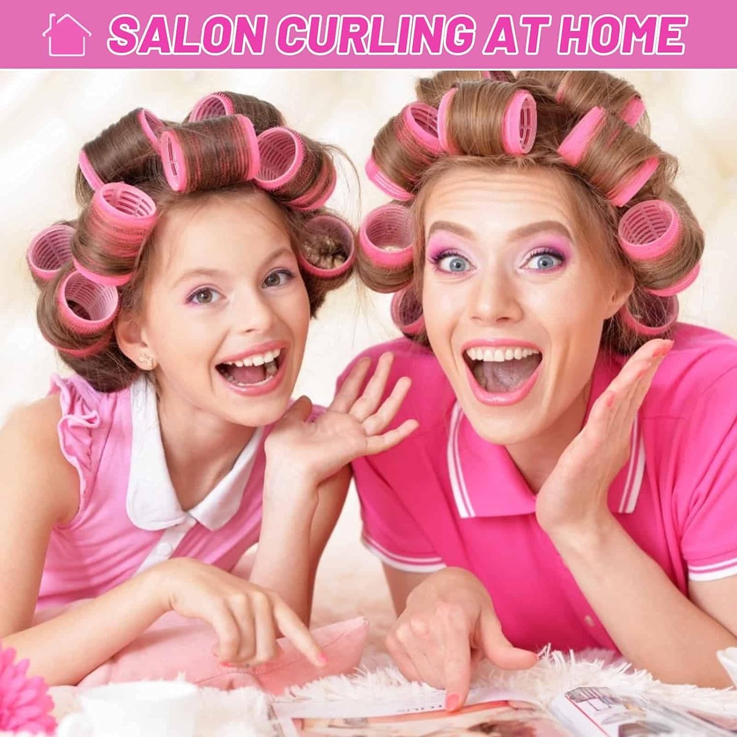 Hair Roller Curler, Hair Rolling Set 6Pcs Medium Hair Roller Self Grip Salon Hair Curler Large Hair Roller Set for All Hair Types Plastic No Heat Hair Rollers Hair Styling Accessories with 6Pcs Duckbill Clips 3