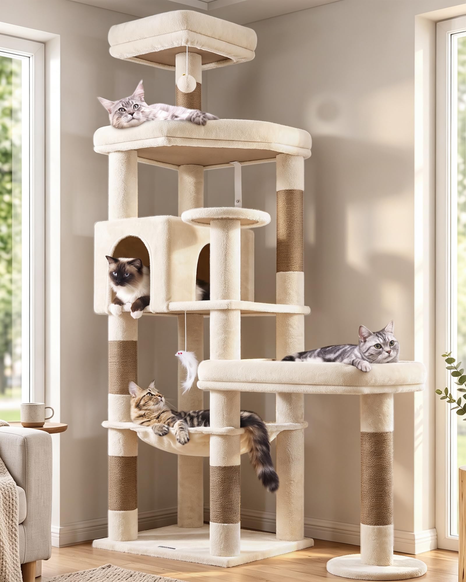 Photo 1 of Globlazer 65in Sturdy Cat Tree Tower - Beige