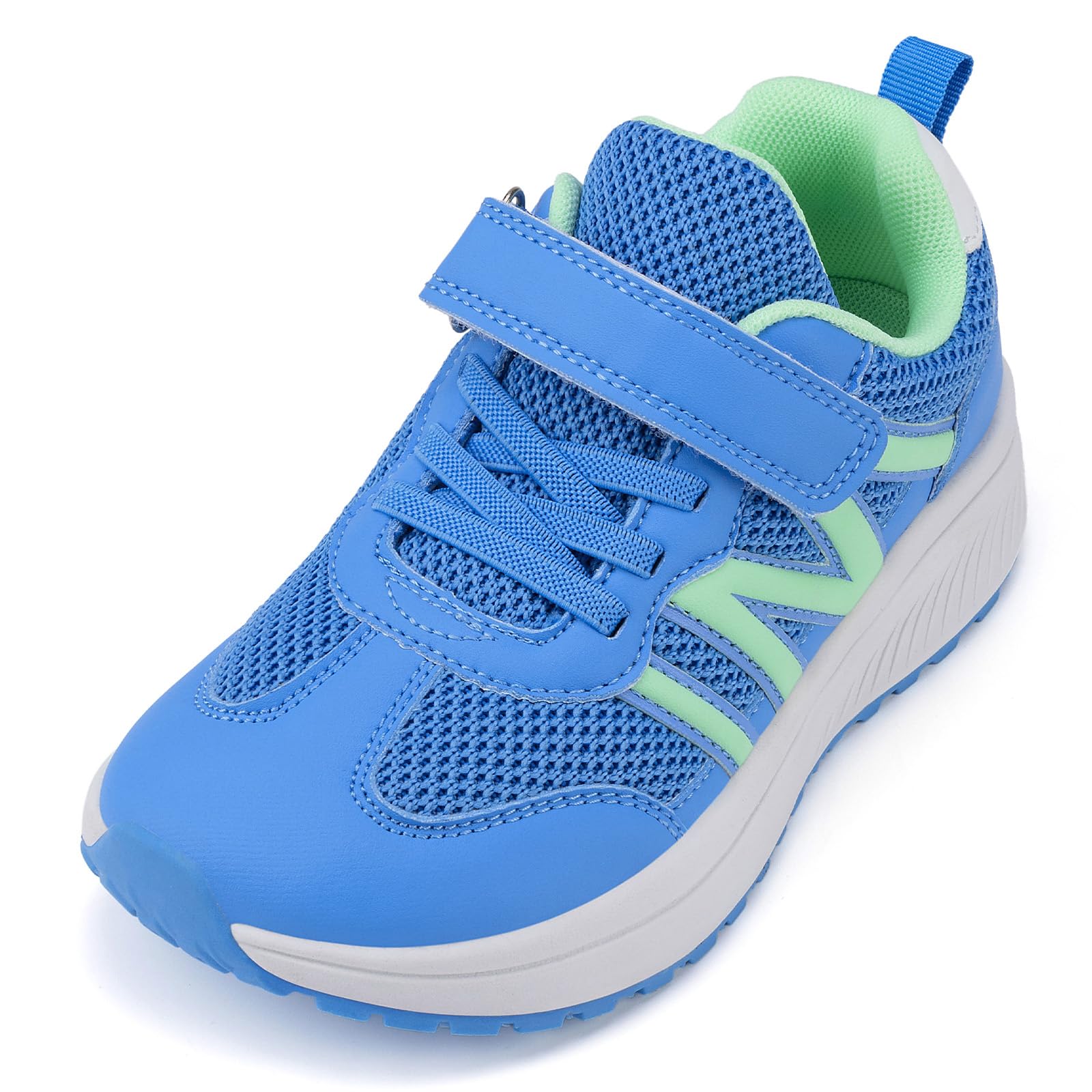 Geococcyx Kinder Turnschuhe Breite Zehenbox rutschfeste Outdoor Sportschuhe Jungen Mädchen, Atmungsaktive Leichte Kinderschuhe für Schule und Walking Blau EU 35