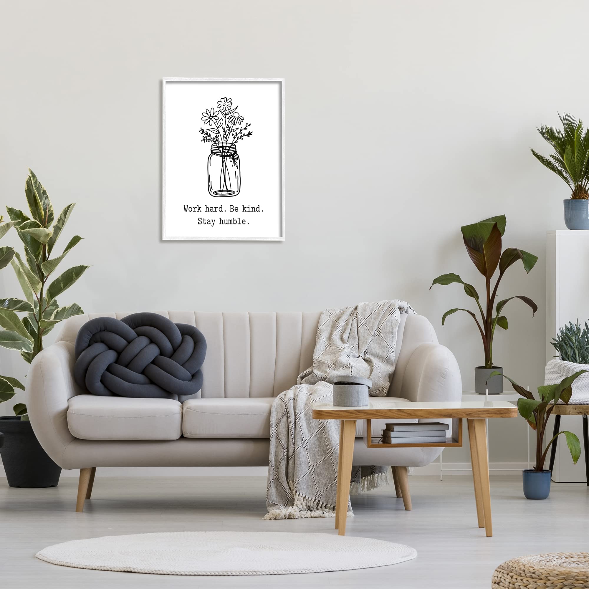 Stupell Industries Stay Humble Casual Floral Line Doodle Bouquet, Design by Lettered and Lined