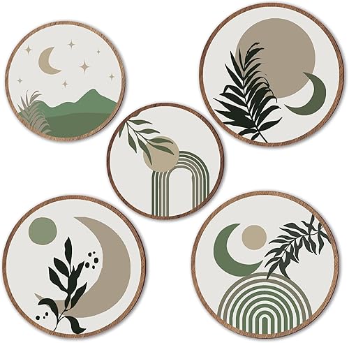 Miniatura 8 de ONIZHITY 5 piezas de decoración de pared bohemia de madera bohemia para sala de estar, decoración bohemia para colgar en el baño, decoración