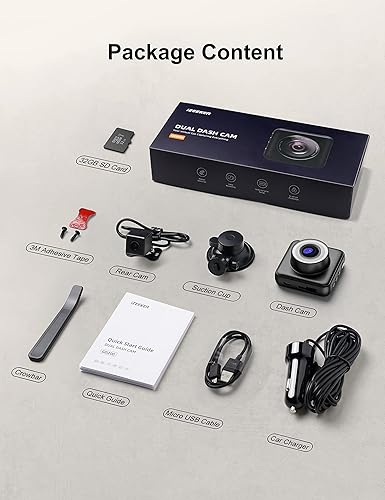 Miniatura 9 de iZEEKER Cámara de tablero frontal y trasera con tarjeta SD 1080P Full HD Cámara de coche, cámara de tablero doble para automóviles con grabación de