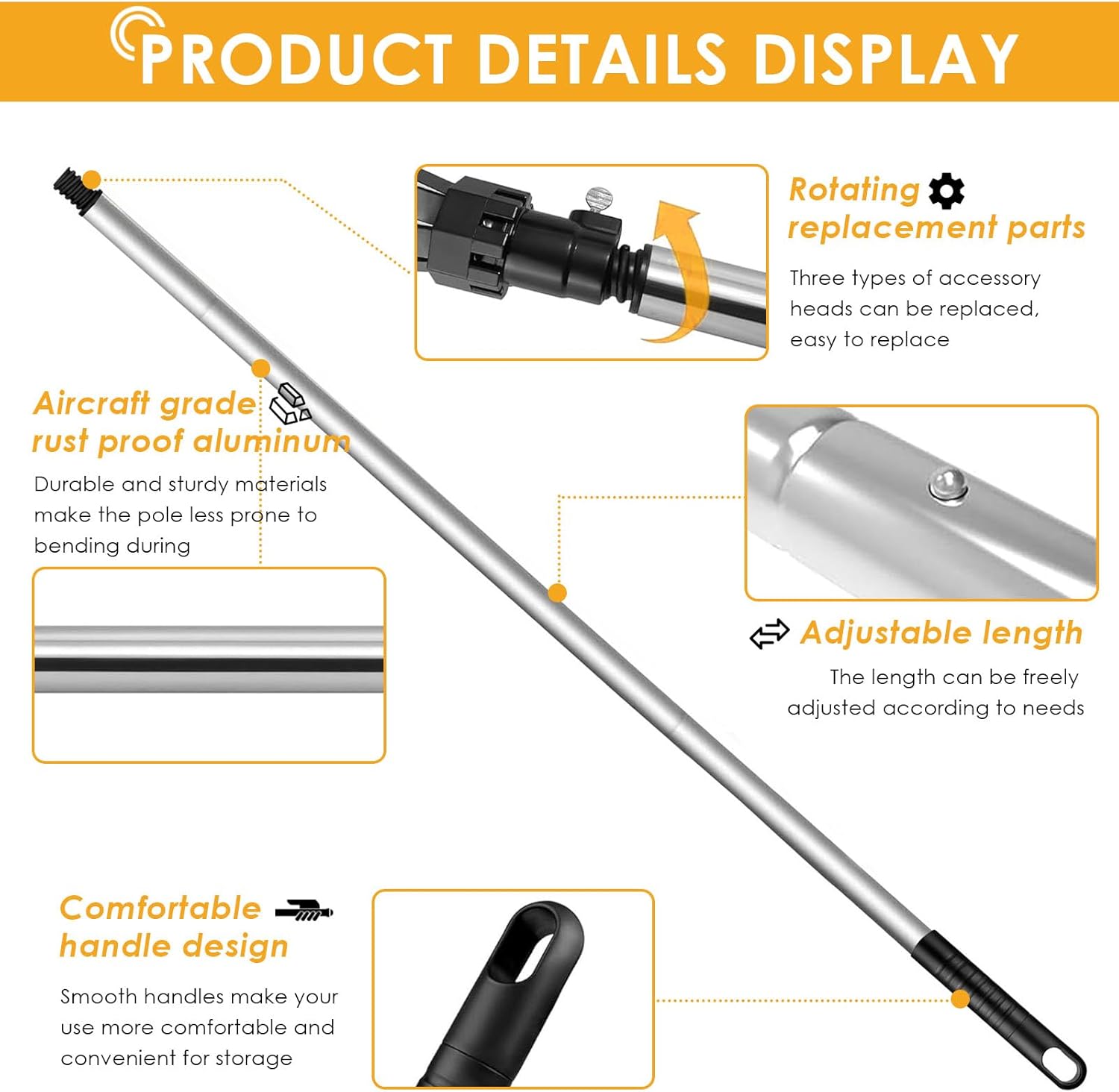 13FT Light Bulb Changer for High Ceilings - Light Bulb Changer with Baskets and Suction Cup Bulb Removal Tool for High, Light Bulb Removal Tool with Pole (Black)