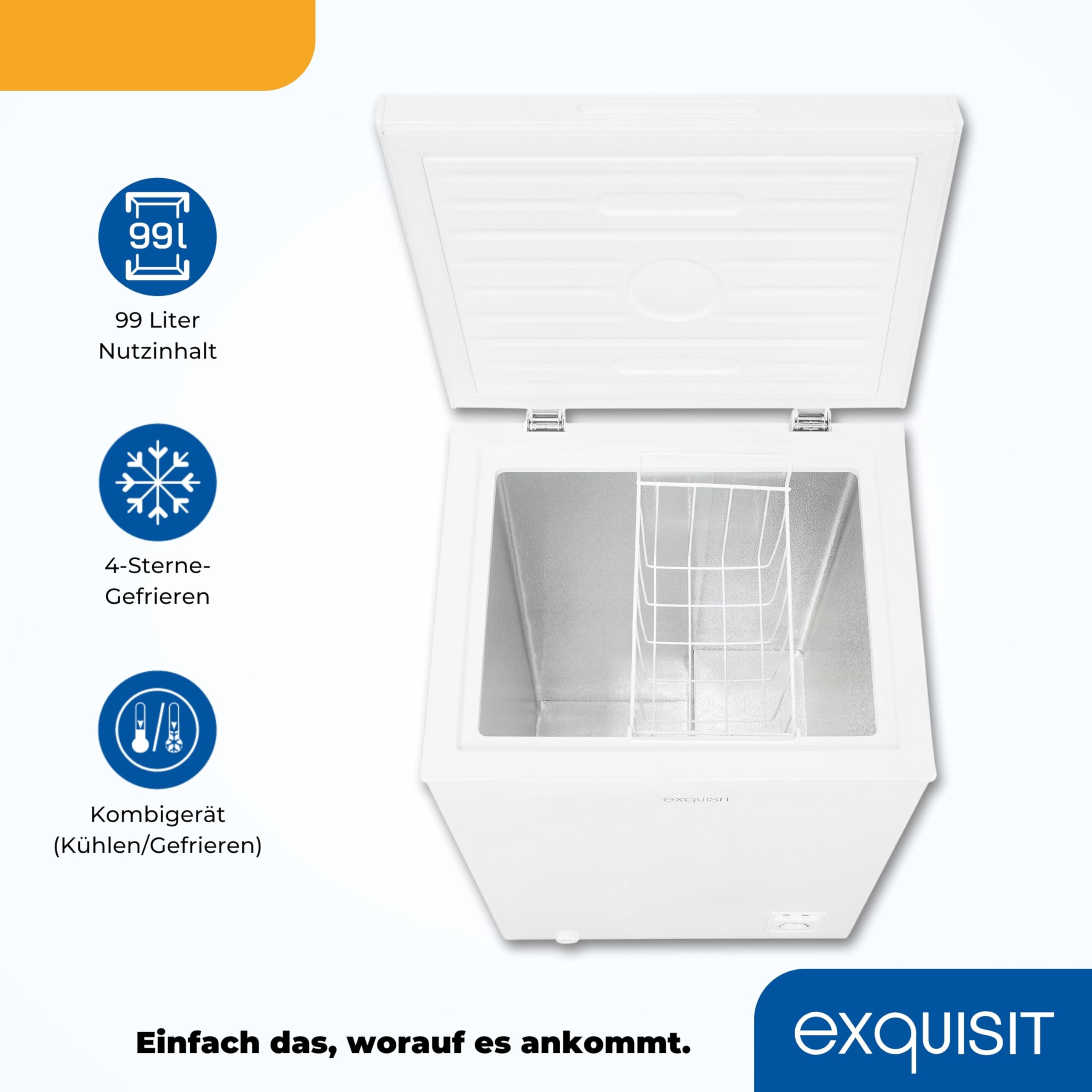 Exquisit GT100-050E Gefriertruhe - 99 Liter 2-in-1 Tiefkühltruhe & Kühlen