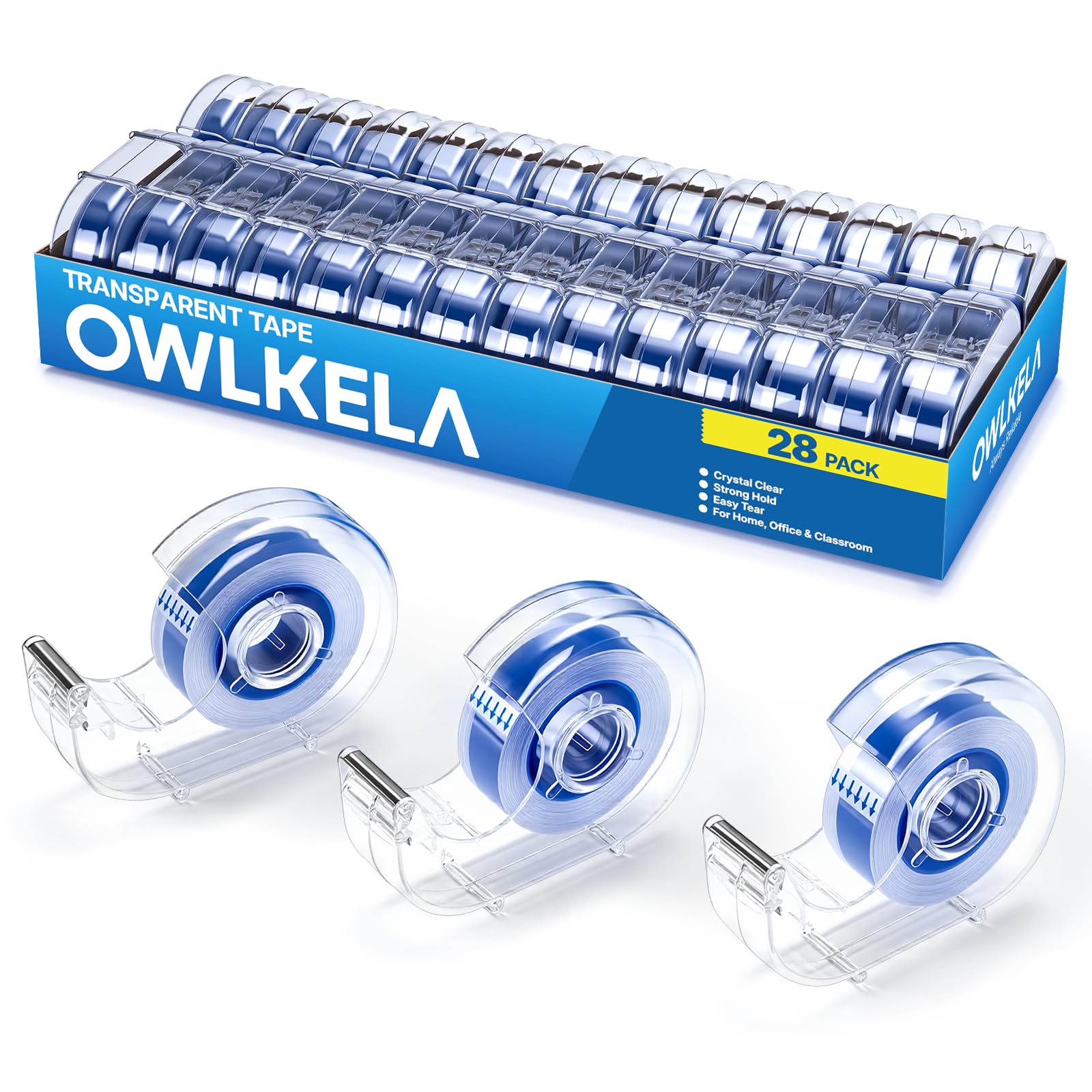 OWLKELA 28 Pcs Clear Tape Dispensers, 1 Inch Blue Core