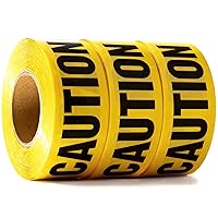 Vista 34 de Cinta amarilla brillante de precaución 3 x 1000 impresa en negro contrastante, 3 pulgadas. Ancha para la máxima legibilidad. Diseño resistente.