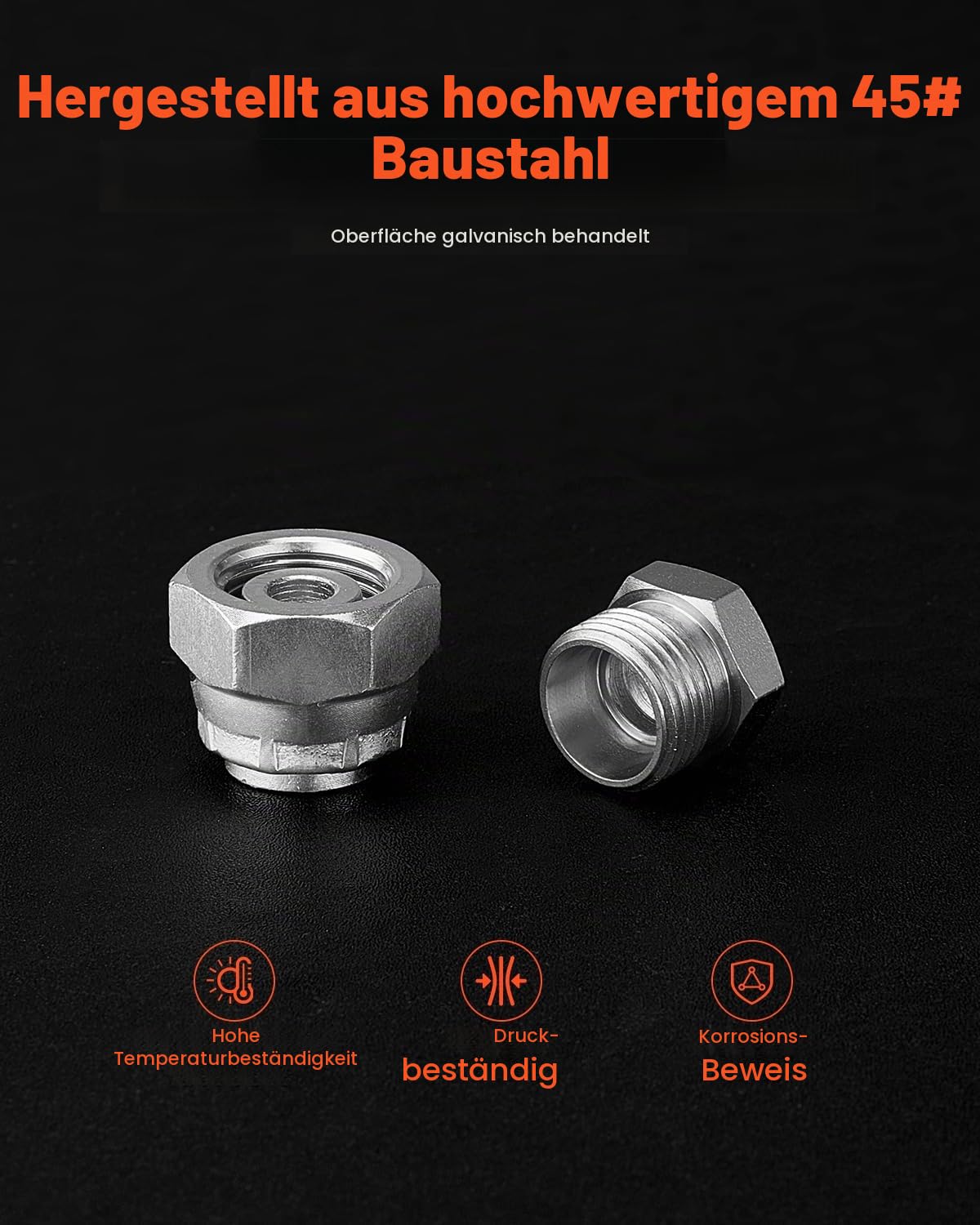 VEVOR 64-teiliges DIN-Hydraulikfittings, Industriehydraulikkappe & -stopfen, Schlauch- & Rohrfitting-Set, Kappen- & Stopfen-Set mit Präzisionsgewinde, Armaturenbrettgrößen 14/16/18/22/26/30/36