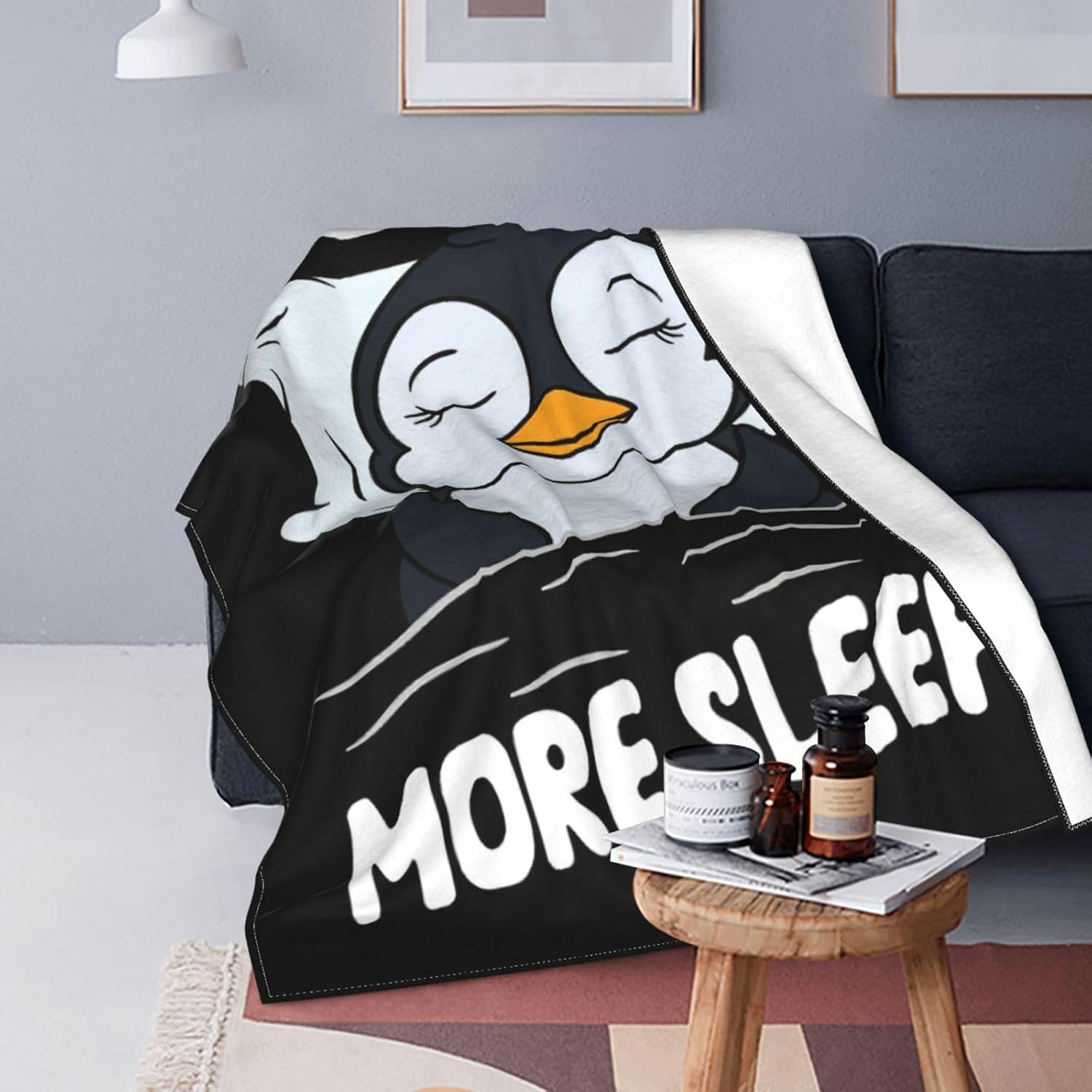 Penguin Sleep Decor Throw Blanket - Super Warm Soft Plush Lightweight Fleece Flannel Blanket for Kids Adults Women - 80"X60"