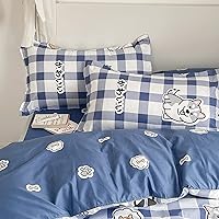 Vista 4 de LAMEJOR Juego de funda de edredón tamaño individual con bonito diseño de cuadros/cachorro (1 funda de edredón + 2 fundas de almohada)