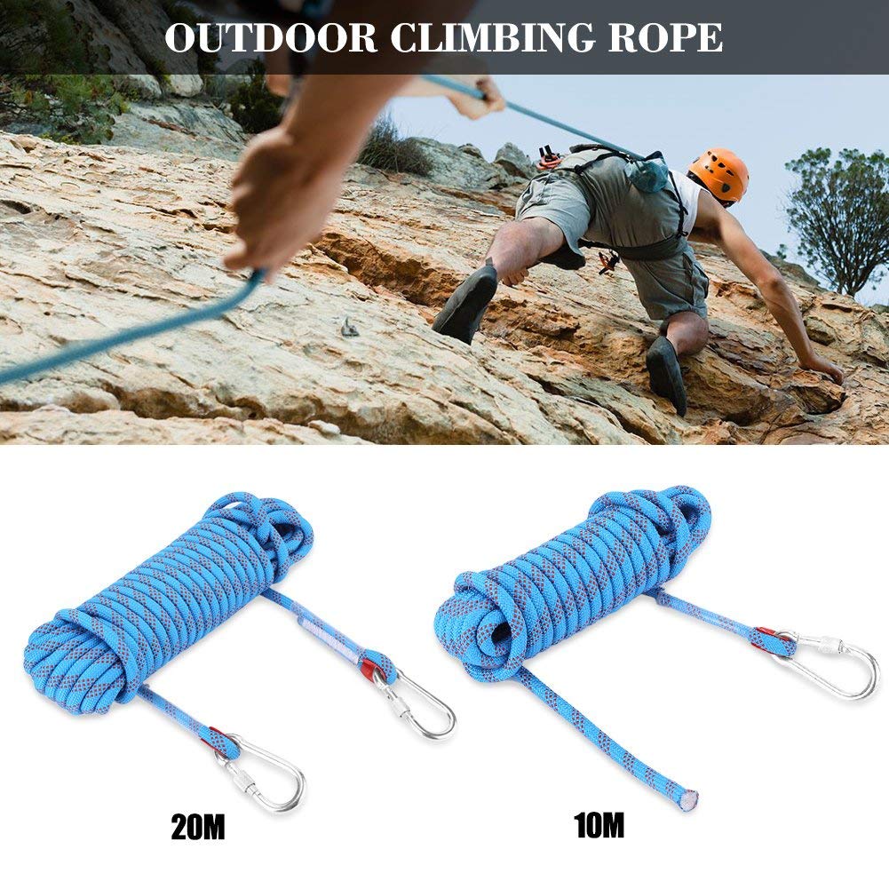 corda arrampicata,resistente multifunzionale corda sopravvivenza 12mm 20m con paracord e moschettone for escursionisti arrampicatori campeggio sopravvivenza