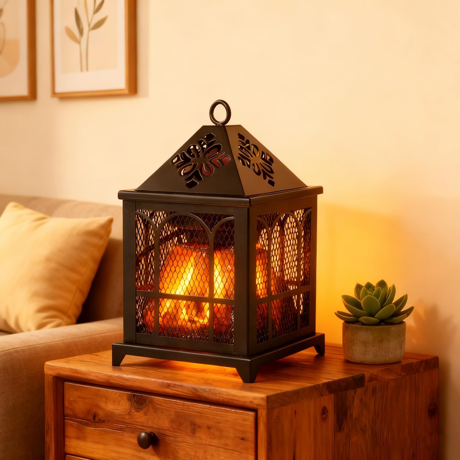 Dicimi Electric Wax Warmer, 18W Flameless Candle Melter with Vintage Fireplace Design, 4-in-1 Aroma Lamp for Wax Cubes & Essential Oils, Coffee Warmer, Safe Home Fragrance Gift for Women Housewarming