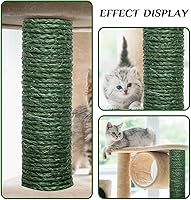 Vista 5 de Cuerda de Sisal Verde, 1/4 Pulgada, 32 Pies, para Rascador de Gatos, Cordel de Cáñamo DIY, 6mm, 10m