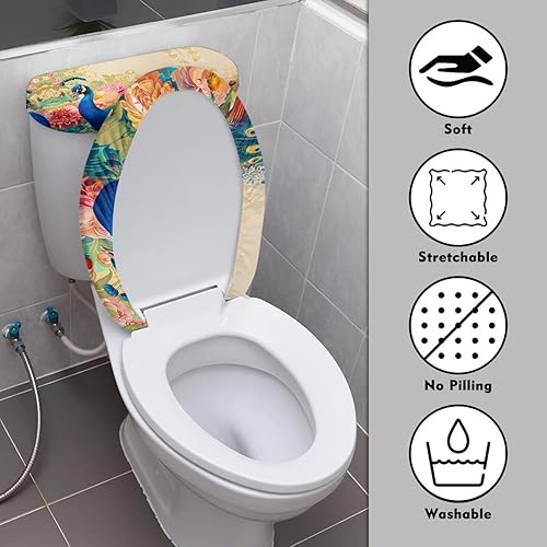 Miniatura 9 de Flashideas Juego de fundas de asiento para tapa de inodoro y tapa de tanque de muñeco de nieve de Navidad, lavable a máquina, súper suave, se adapta