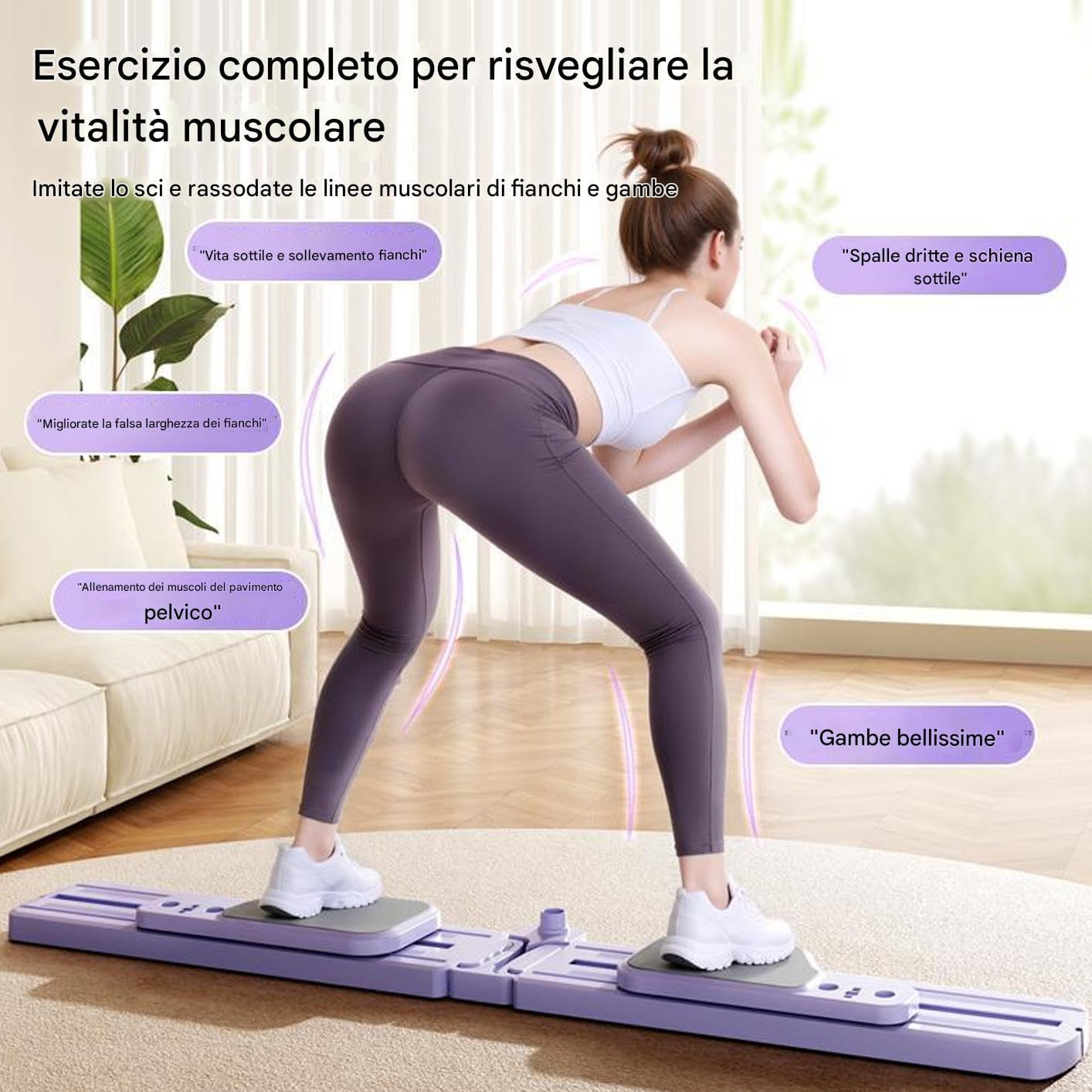 Macchina per Sci Attrezzatura Palestra Casa 4 in 1 Tipo Split per Bacino | Allenatore Sci Domestico Cosce Femminile Per Adulti Uomini Donne Coscia Addominale Esercizi Pilates