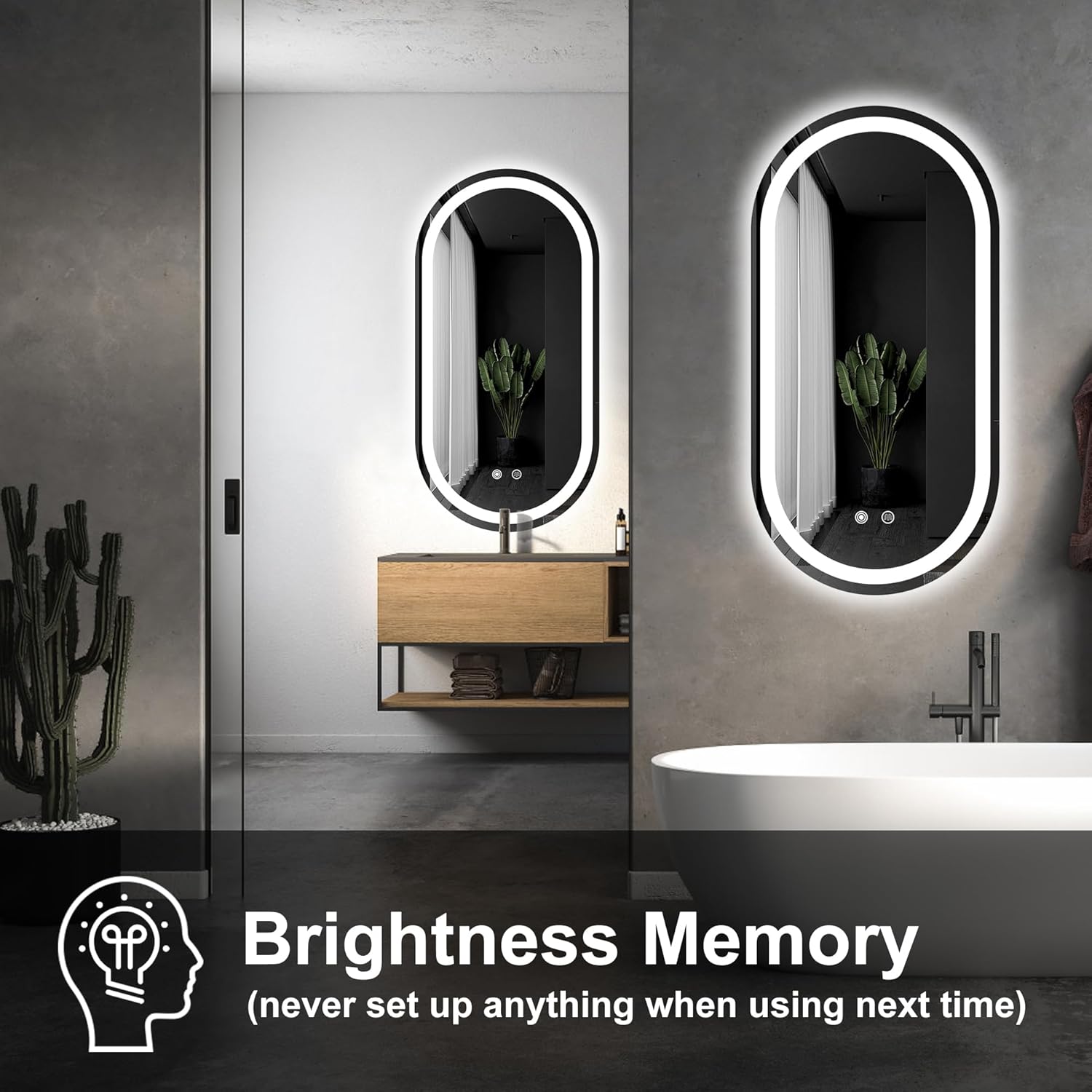 16 * 32 LED Bathroom Mirror with Lights, Anti-Fog, Dimmable, Lighted Bathroom Vanity Mirror for Wall, UL-Certified