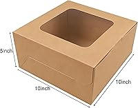 Vista 3 de SmilerSmile 24pcs Cake Boxes 10x10x5 Inches Brown Square Bakery Boxes with Window Pastry Boxes for Cake, Pastries, Chocolates, Cookies, Pie