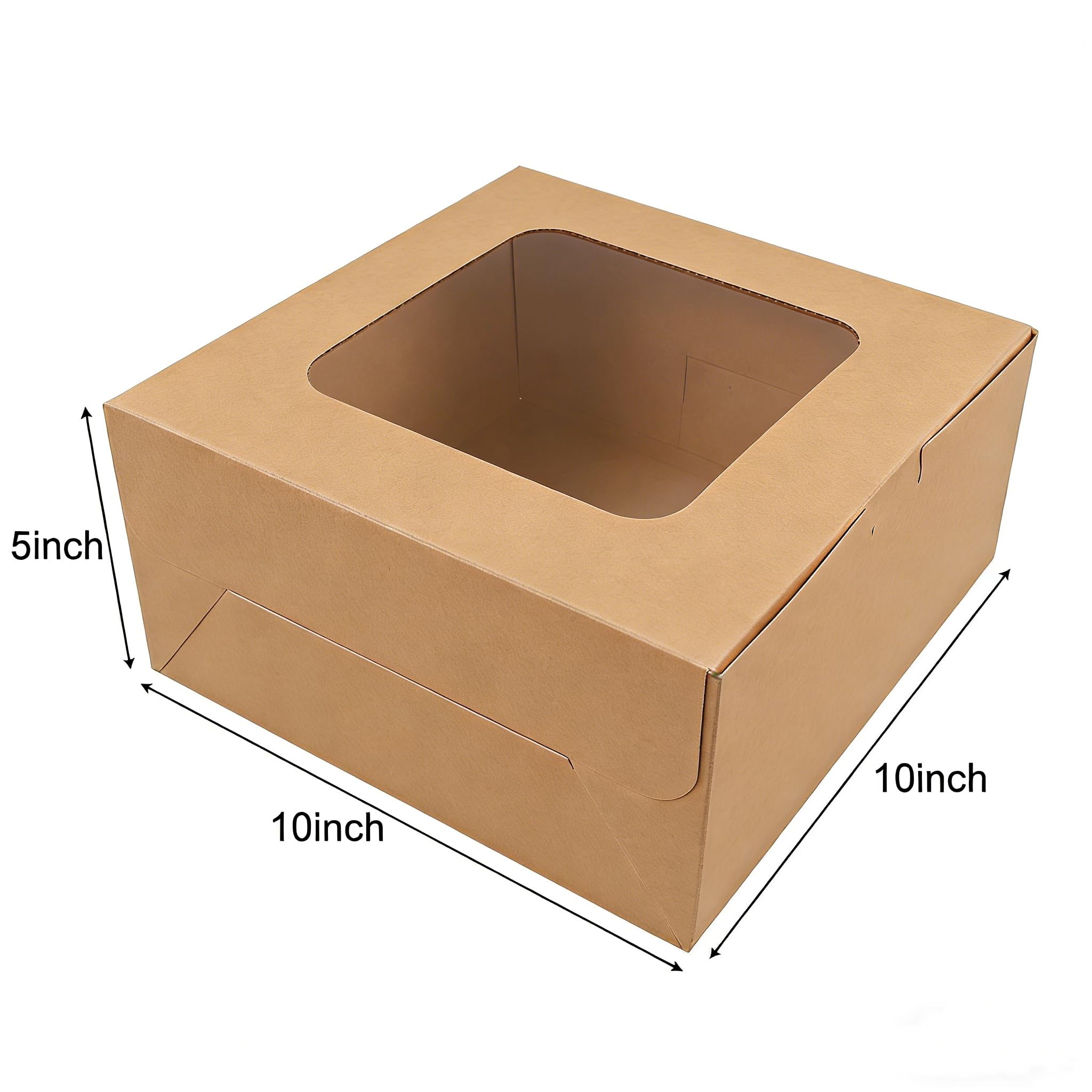 SmilerSmile 24 cajas cuadradas para tartas de 25.4 x 25.4 x 12.7 cm, cajas de pastelería con ventana para pasteles, pasteles, chocolates, galletas, pasteles, fiesta de cumpleaños, boda/10 pulgadas