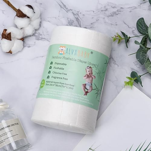 Miniatura 6 de ALVABABY Forro de pañales para pañales de tela para bebé, 11.8 x 7.1 pulgadas, naturales, suaves, desechables, sin fragancia, sin cloro, 100 hojas
