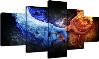 Love and Hand in Hand Wall Art Canvas Print Couple Holding Hands Wall Decor Abstract Soul Connection Picture Lover Poster Framed for Gift Home Decor Ready to Hang(60''Wx32''H)