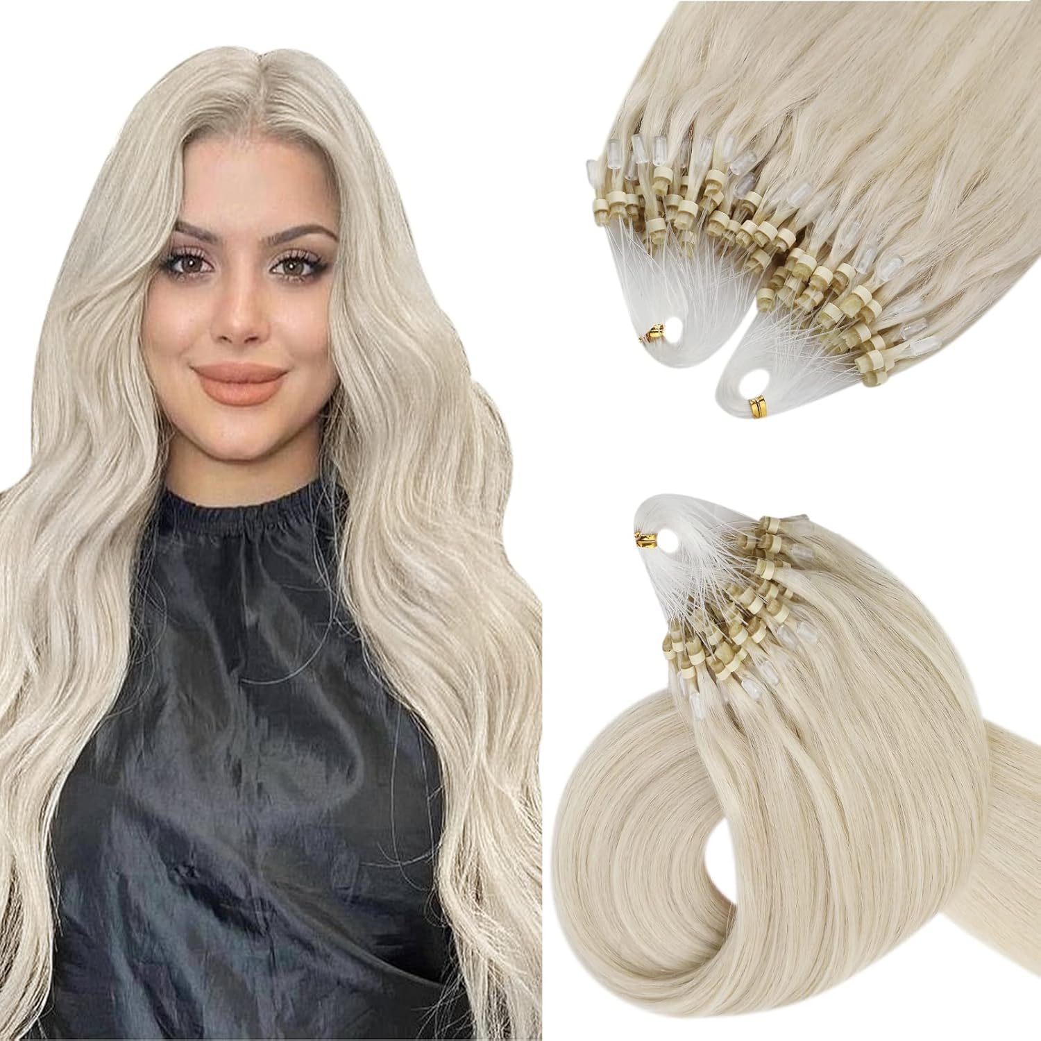 YoungSee Micro Ring Hair Extensions Blonde 22 Inch Human Hair Micro