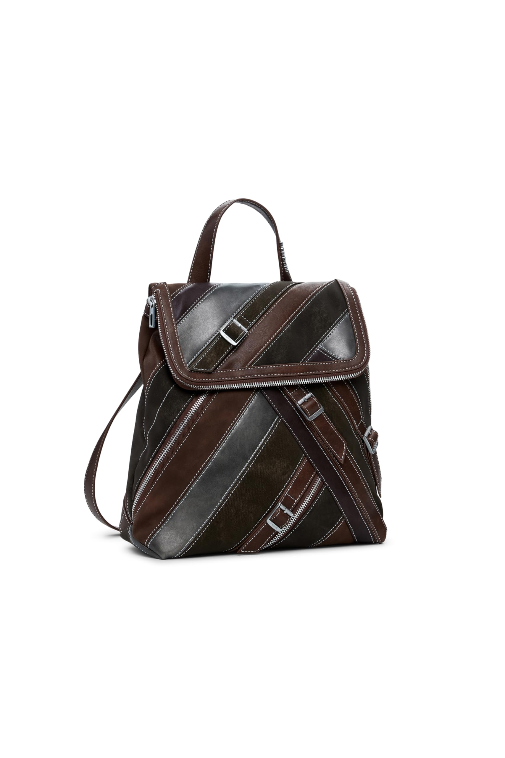 Desigual Women's Brown Backpack With Multiple Compartments