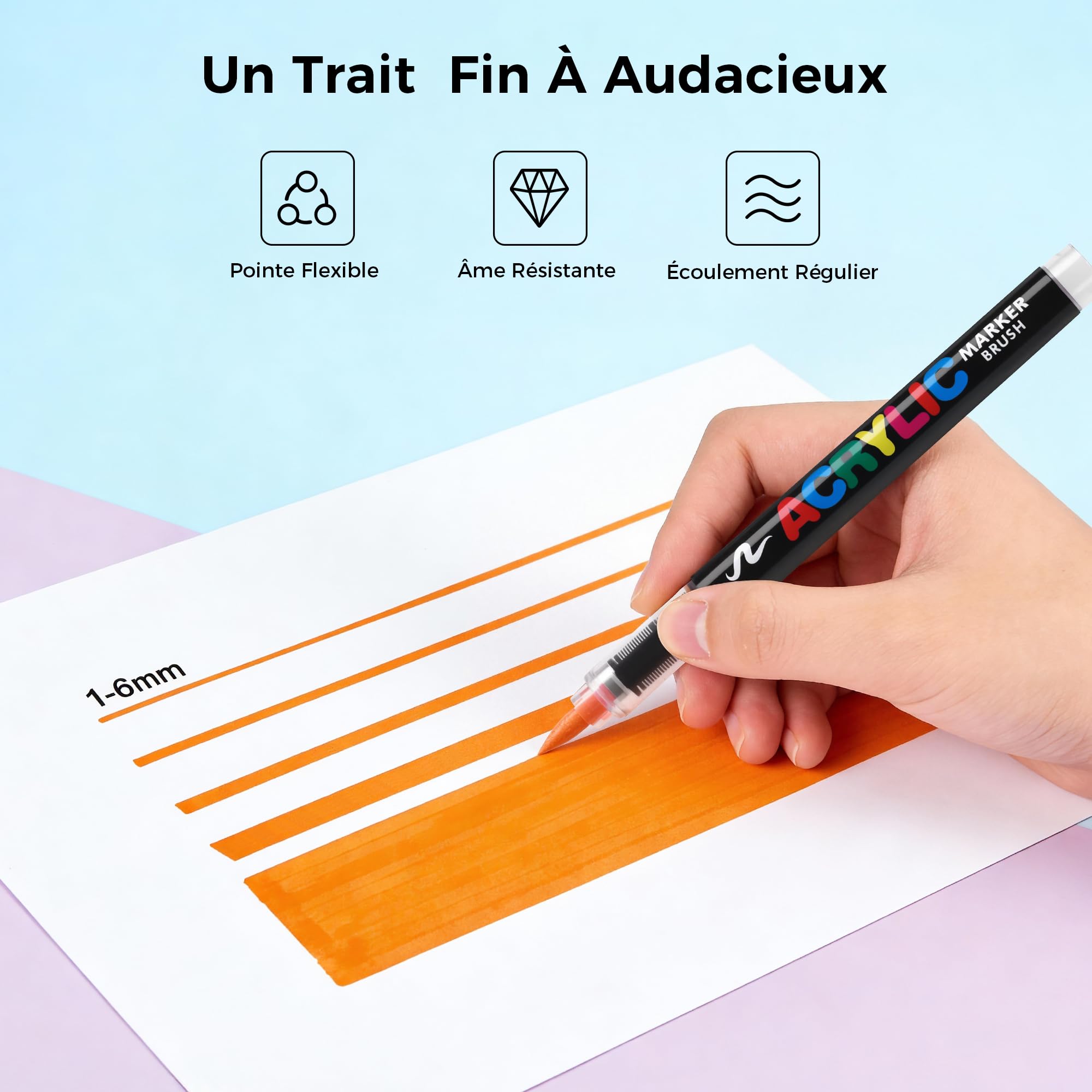 Tongfushop 240 Feutres Acryliques, Marqueurs Pointe Pinceau & Flux Auto, Non-Toxique & Haute Couverture pour Verre, Bois, Toile, Céramique – Idéal pour Professionnels et Créateurs