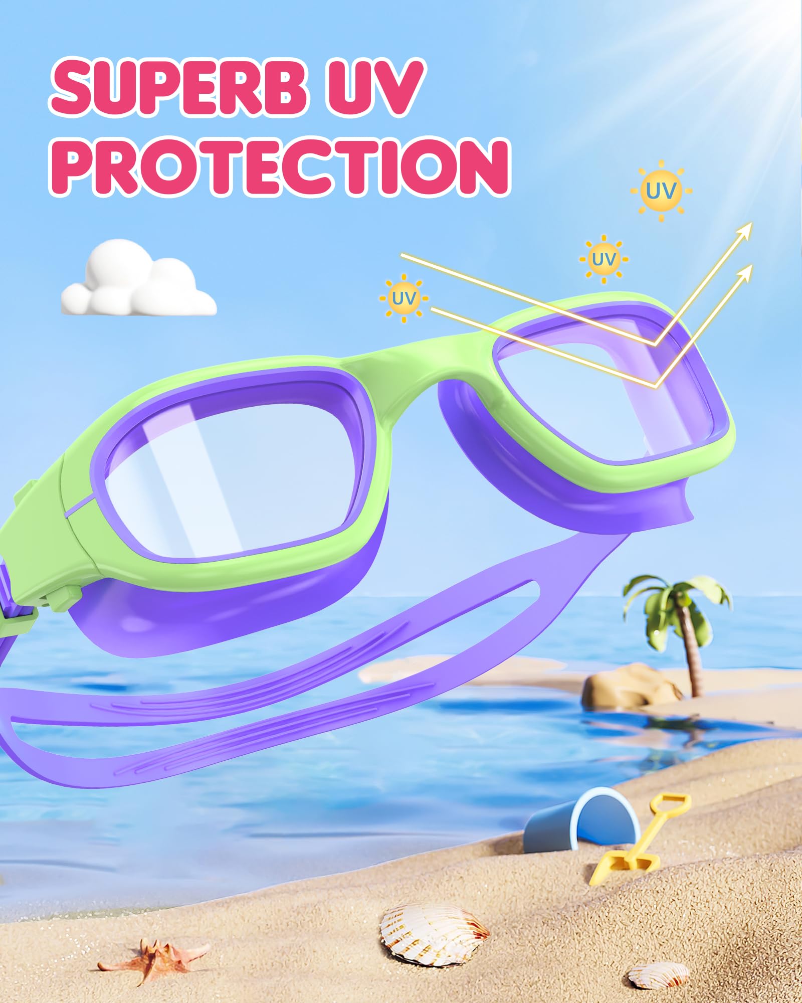 Zeligerstar Kids Swimming Goggles, Swimming Goggles for Kids 6-14, Anti Fog, UV Protection, No Leaking Wide Vision for Boys Girls - Image 2