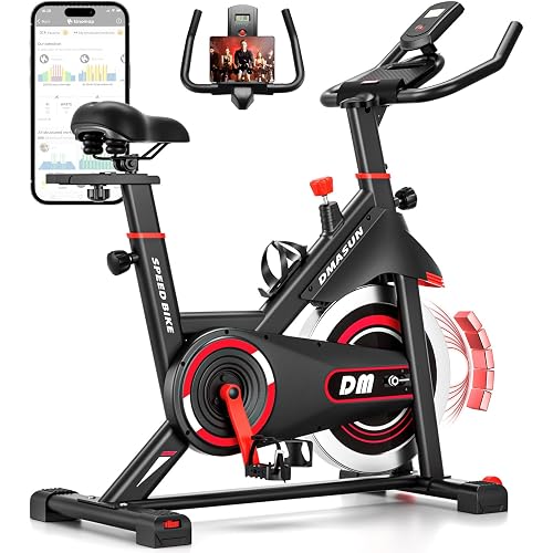 DMASUN Exercise Bike, Silent Magnetic Resistance Stationary Bike for Home with 330 LBS Capacity, Pedals with Anti-loosening Nuts, Indoor Bike with Comfortable Seat Cushion, Digital Display with Tablet Holder