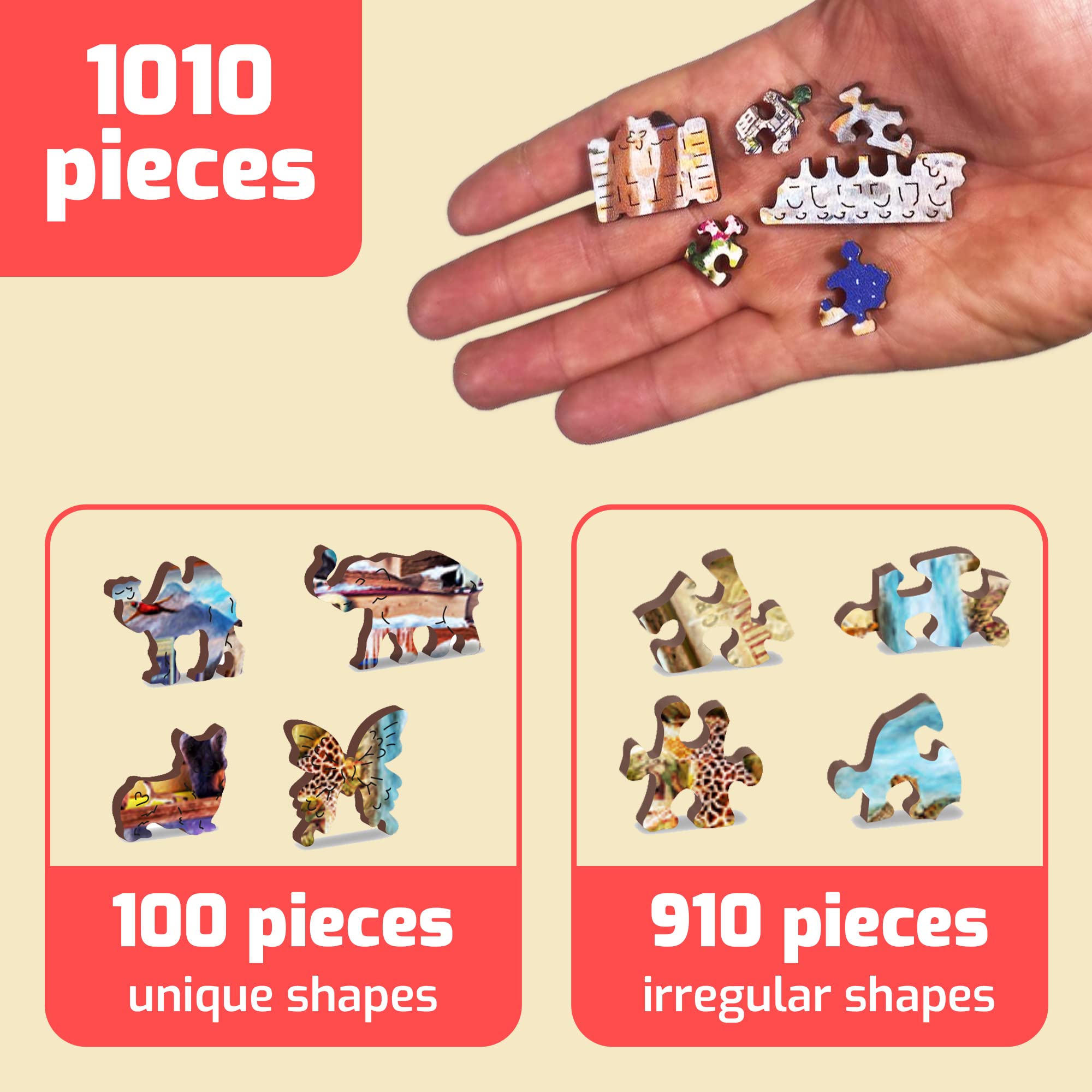 WOODEN.CITY Estantería Puzzle 1000 Piezas - Puzzle de Madera Adultos - Rompecabezas Madera Adultos - Dimensiones Ensamblado 51.9x37.5 cm - Fabricado en UE - Número de Elementos 1000 Piezas