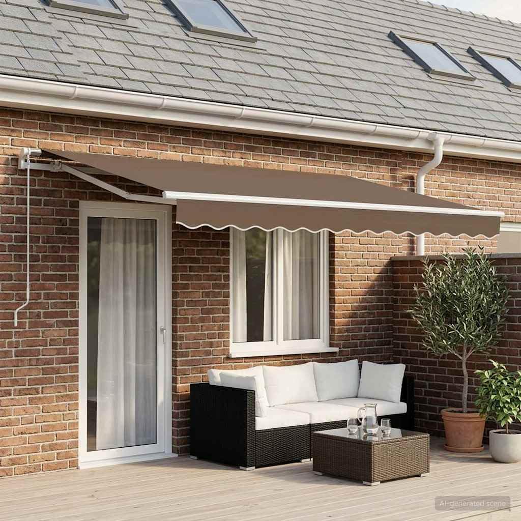 vidaXL Markisenersatzstoff Taupe 6 x 3,5 m Polyester, Moderner, rechteckiger Markisenstoff, wetterfest, UV-Schutz, wasserabweisend, pflegeleicht, ideal für draußen Garten
