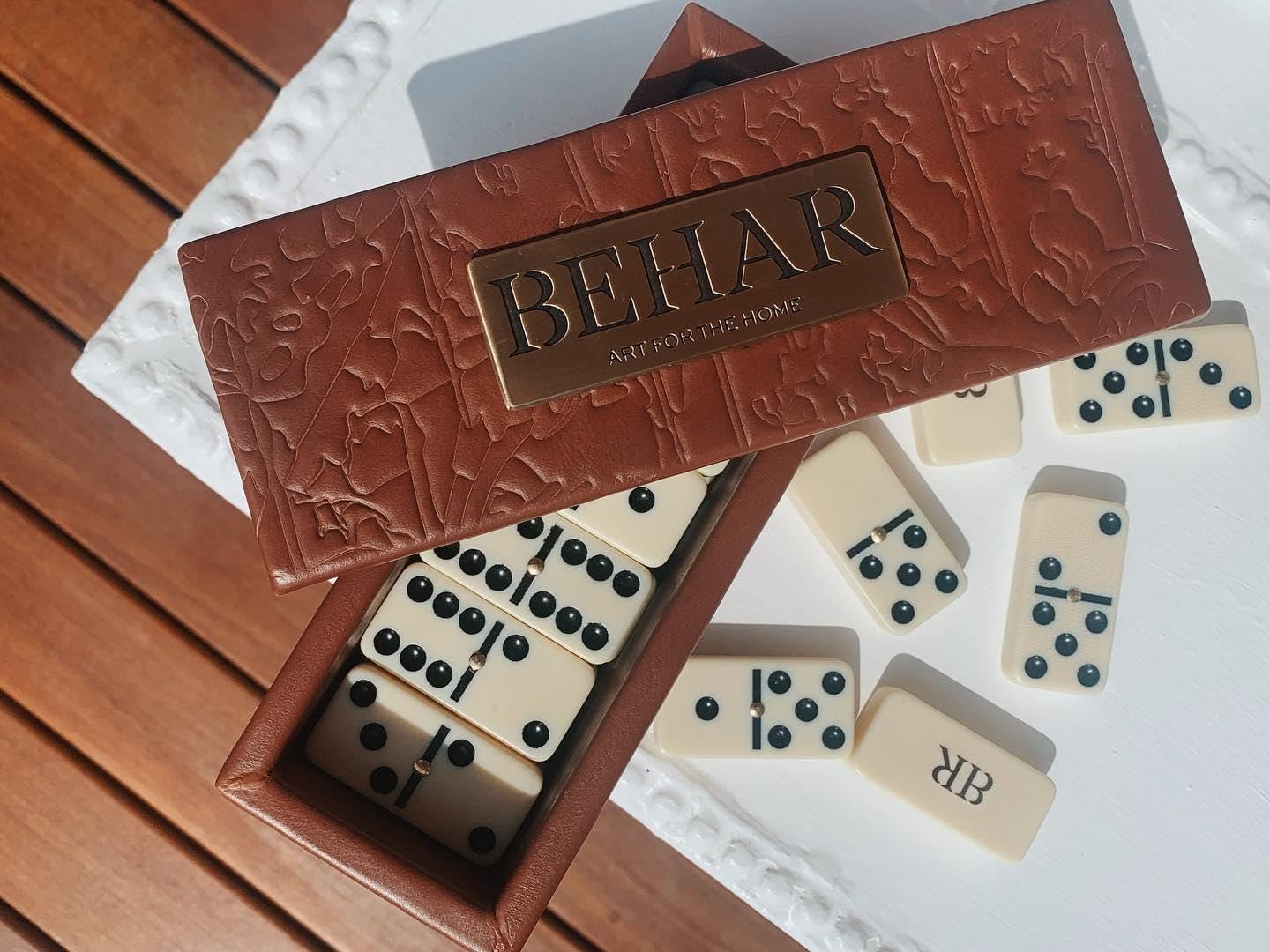 Handmade Resin Domino Set in Leather Case | Premium Game Night Gift