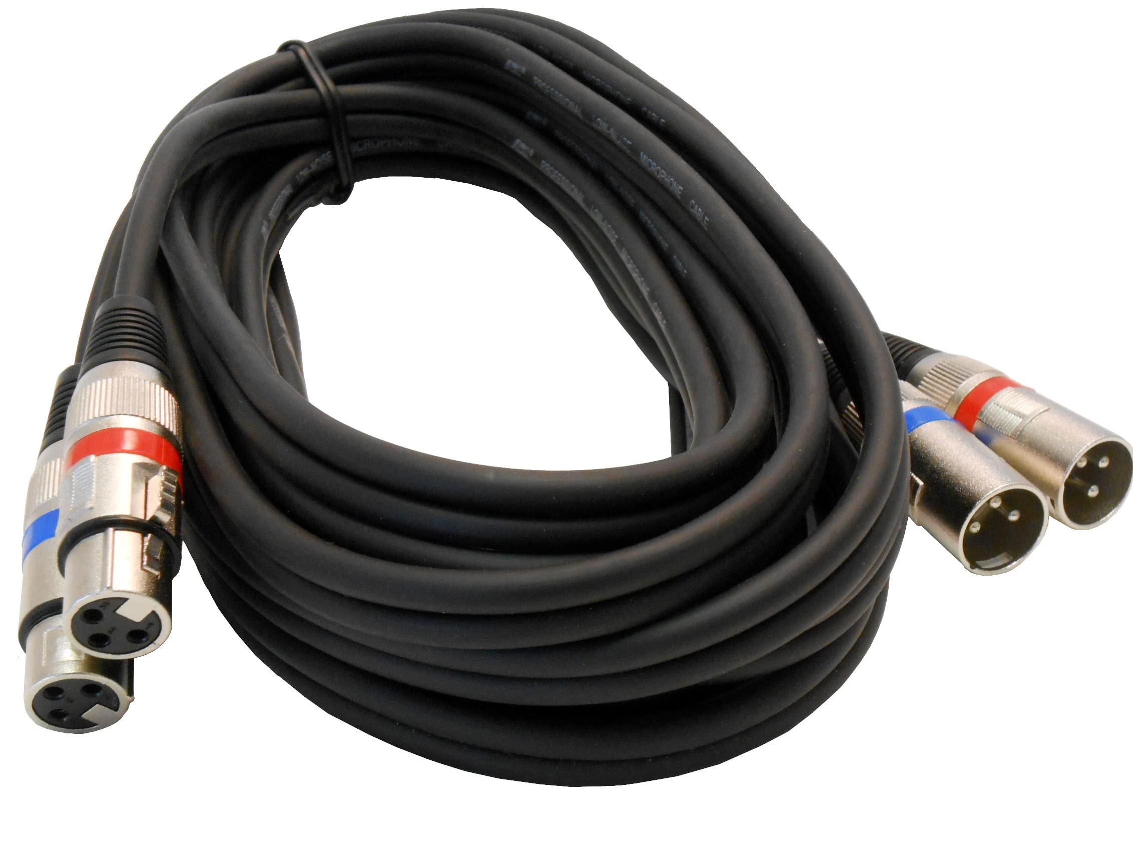 Audio2000'S ADC203H2 - Confezione da due cavi bilanciati integrati da XLR maschio a XLR femmina, per audio, patch/registrazione/stage, 2 cavi integrati doppi/stereo