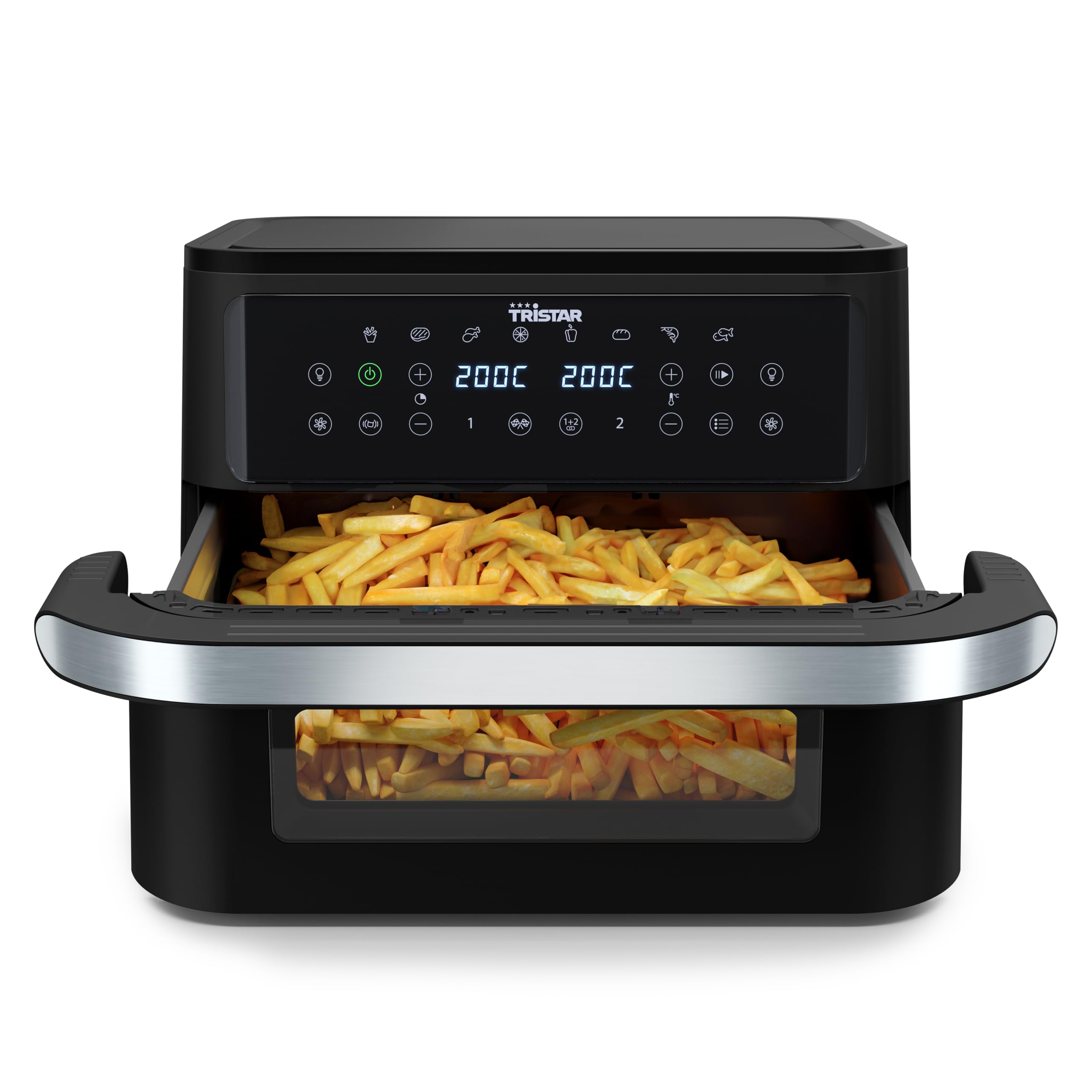 Tristar Frytkownica powietrzna Dualzone Flex, 10 l, 2800 W, 8 programów, cyfrowy wyświetlacz, gotowanie bez oleju, automatyczne wyłączanie, powłoka nieprzywierająca, zmywalna, FR-9432
