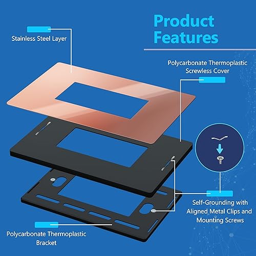 Miniatura 5 de LIDER Placa decorativa de pared de metal, resistente a la temperatura y a los impactos, acero inoxidable 201, cubierta sin tornillos, decoración