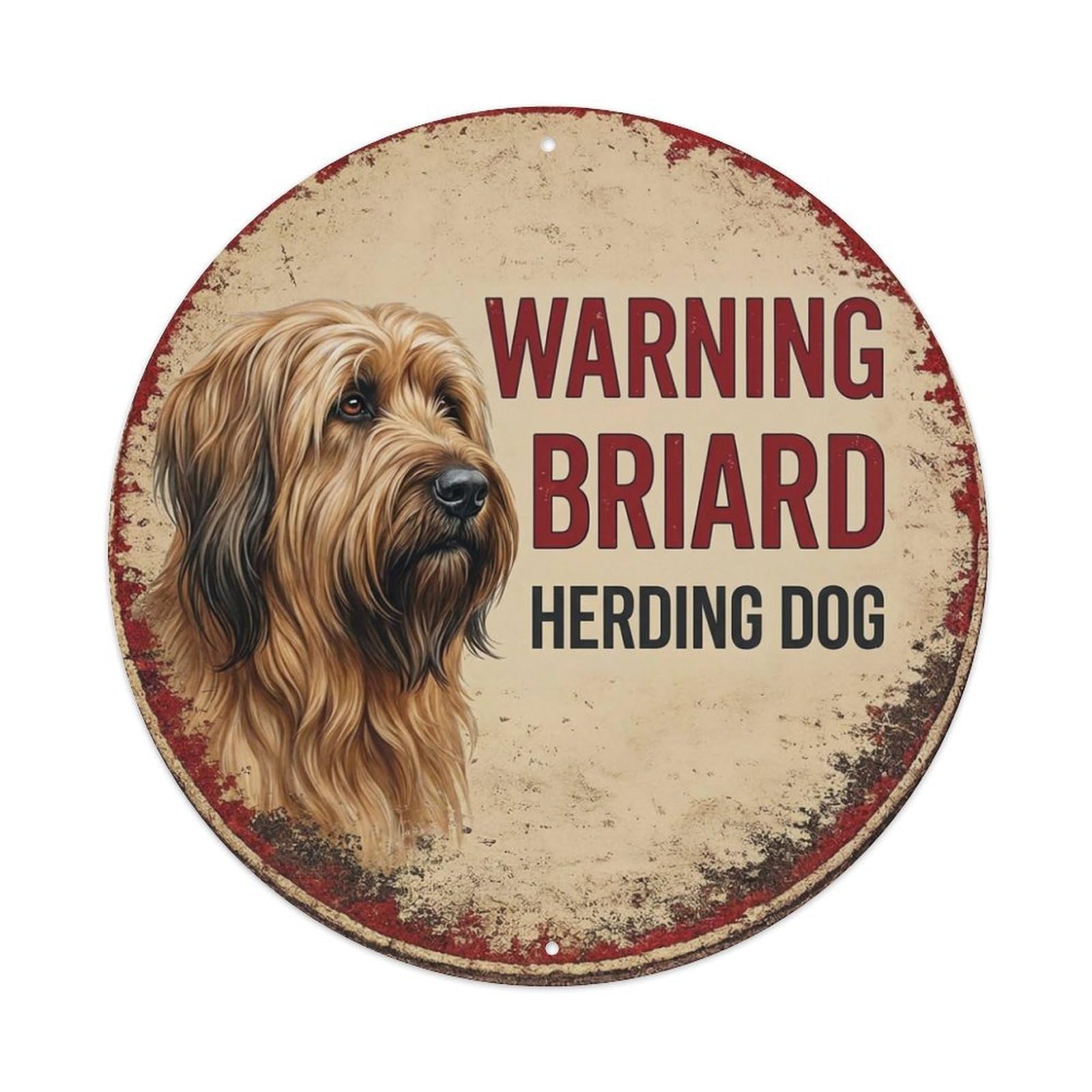 Metal Tin Sign Vintage Warning Briard